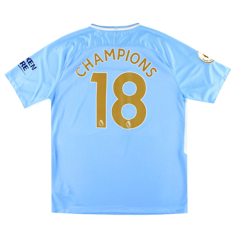 2017-18 Manchester City Nike Heimtrikot Champions #18 XL