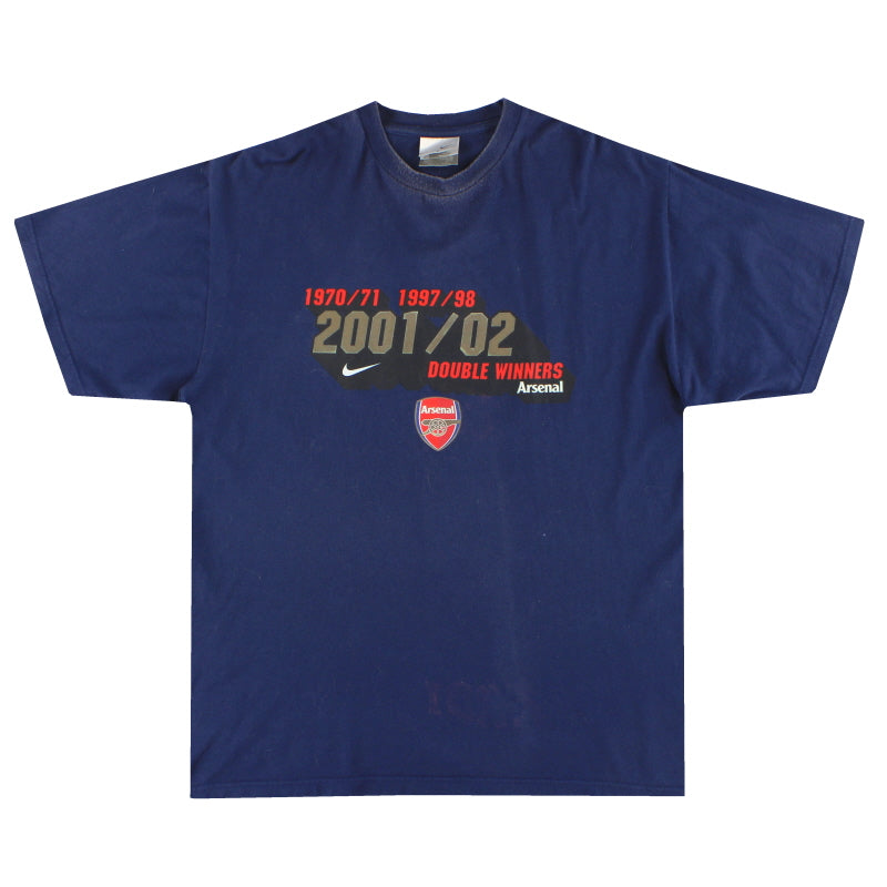 2001-02 Arsenal Nike 'Double Winners' Grafik-T-Shirt L