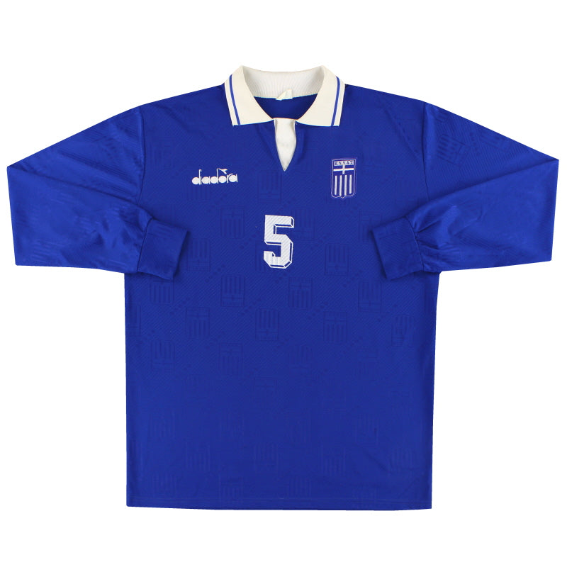 1994-95 Griechenland Diadora Match Issue Heimtrikot L/S #5 XL