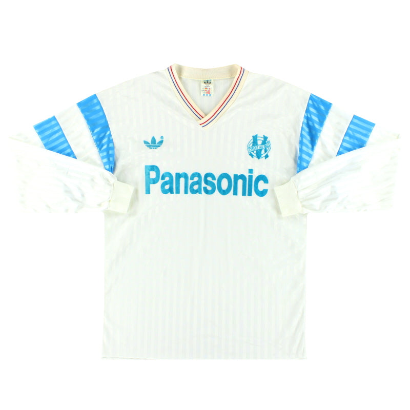 1990-91 Olympique Marseille adidas Heimtrikot Langarm L