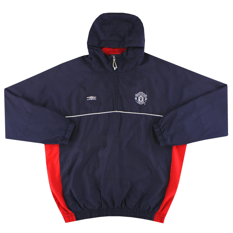 2000-01 Manchester United Umbro 1/4 Zip Kapuzen-Trainingsjacke XL
