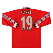 1998-00 Manchester United Umbro Heimtrikot Yorke #19 L/S L.Boys