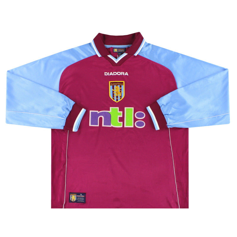 2000-01 Aston Villa Diadora Heimtrikot Langarm