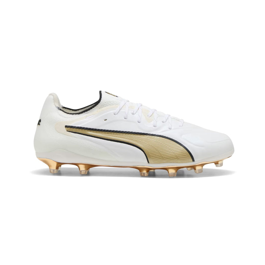 Puma King 20 Ultimate FG/AG Fußballschuhe - Puma White/Metallic Gold/Puma Black