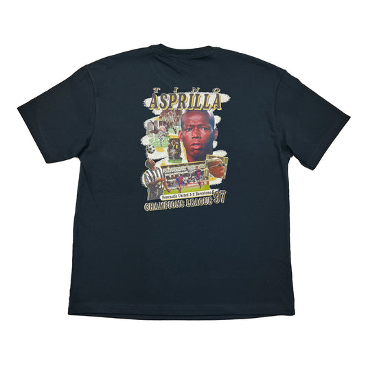 NEWCASTLE UNITED ASPRILLA BOOTLEG TEE | Cult Kits, Medium / Newcastle / Black