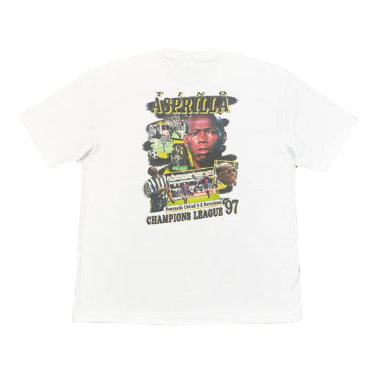 NEWCASTLE UNITED ASPRILLA BOOTLEG TEE | Cult Kits, XL / Newcastle / White