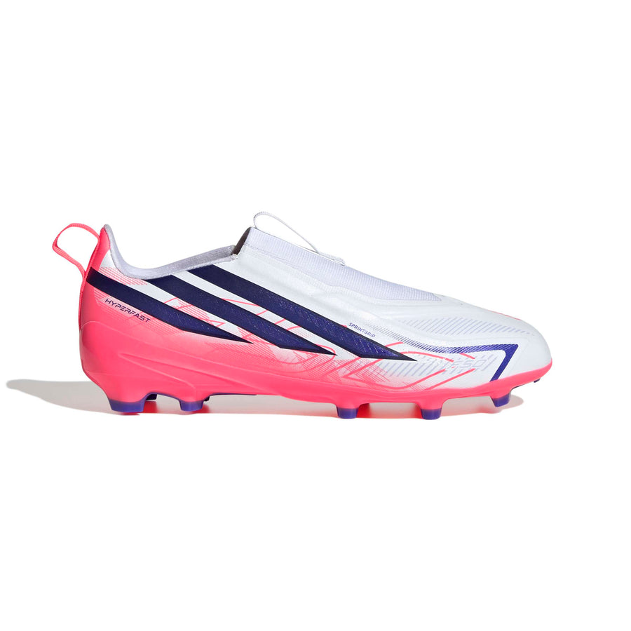 adidas F50 Hyperfast League Laceless FG/AG Jnr Fußballschuhe - Cloud White/Solar Purple/Solar Turbo