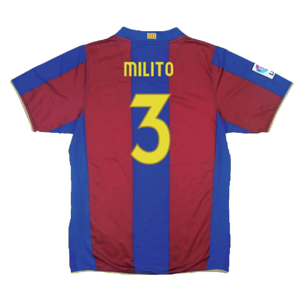 Barcelona 2007-08 Home Shirt (L) (Excellent) (Milito 3)_1