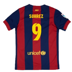 Barcelona 2014-15 Home Shirt (XL Boys) (Very Good) (Suarez 9)_1