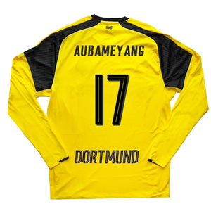 Borussia Dortmund 2016-17 Long Sleeve European Home Shirt (L) (Aubameyang 17) (Excellent)_1