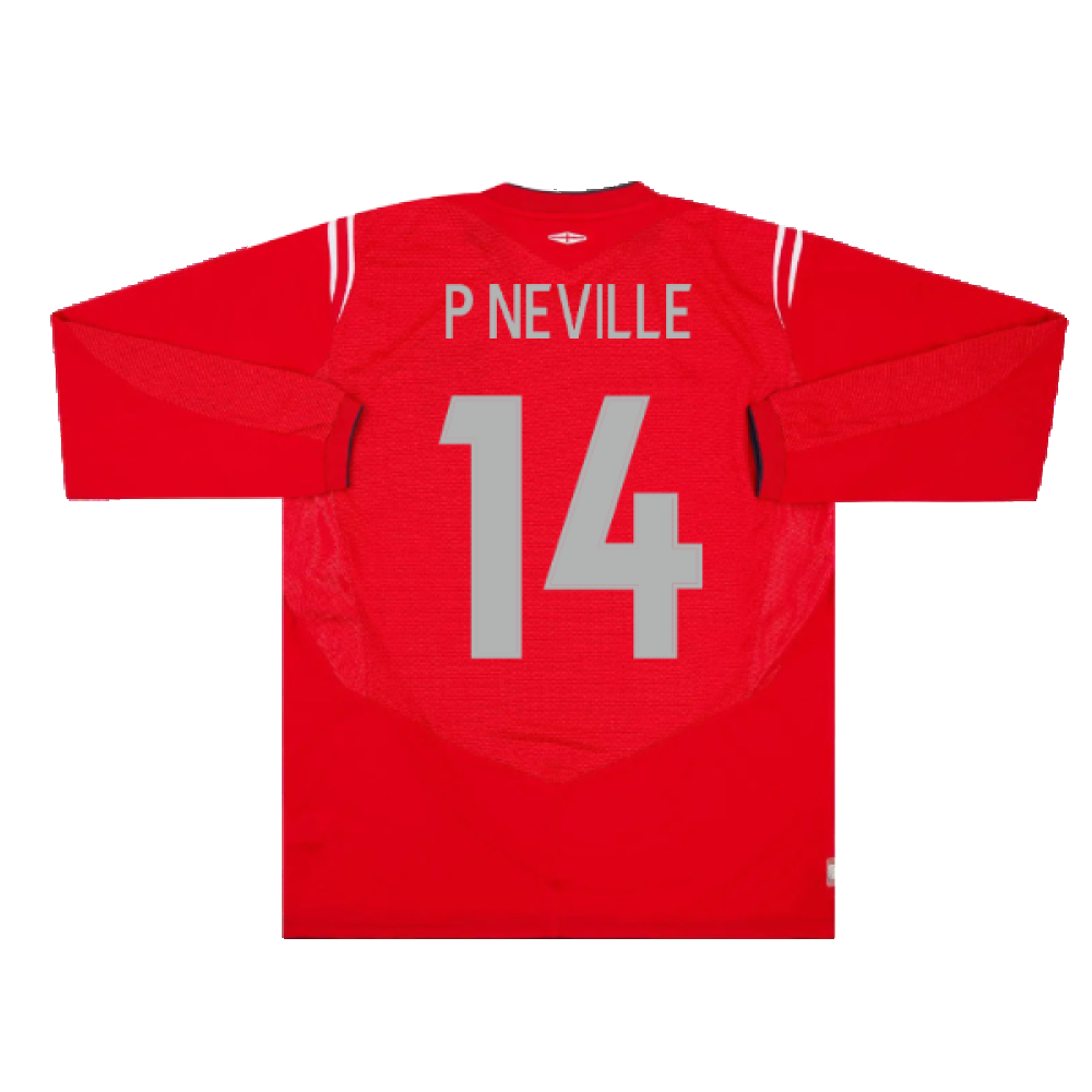 England 2004-06 Long Sleeve Away Shirt (L) (Excellent) (P Neville 14)_1