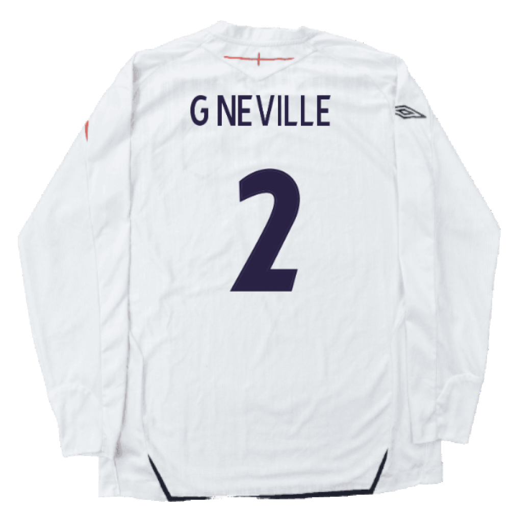 England 2007-09 Long Sleeve Home Shirt (XXL) (Very Good) (G NEVILLE 2)_1