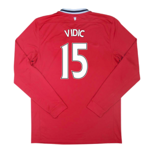 Manchester United 2011-12 Long Sleeve Home Shirt (S) (Very Good) (Vidic 15)_1