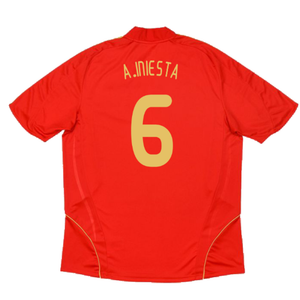 Spain 2008-2009 Home Shirt (Excellent) (A.Iniesta 6)_1