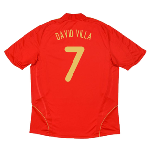 Spain 2008-2009 Home Shirt (Excellent) (David Villa 7)_1