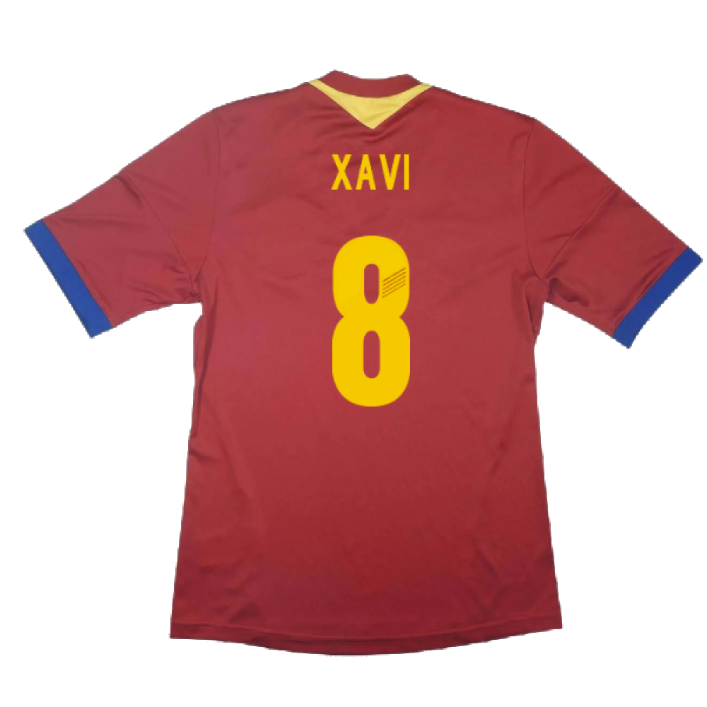 Spain 2013-14 Home Shirt (XL) (Excellent) (Xavi 8)_1