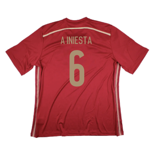 Spain 2014-2015 Home Shirt (World Cup Badge) (XL) (Excellent) (A Iniesta 6)_1