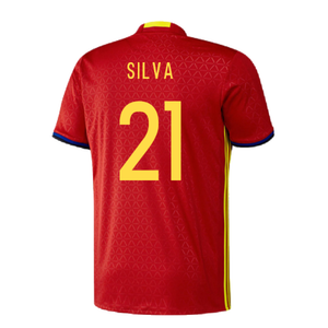 Spain 2016-17 Home Shirt (Excellent) (Silva 21)_1