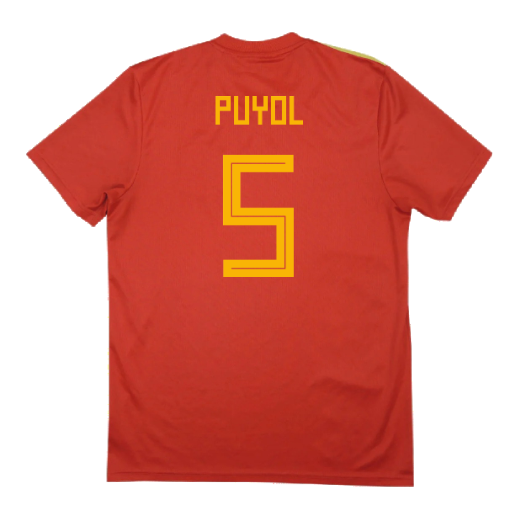 Spain 2018-20 Home Shirt (2XL) (Puyol 5) (Good)_1