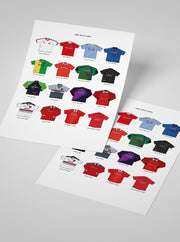 Ikonische Manchester United Trikots A3 Kunstdruck