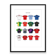 Ikonische Manchester United Trikots A3 Kunstdruck