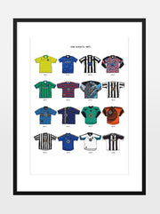 Ikonische Newcastle United Trikots A3-Druck