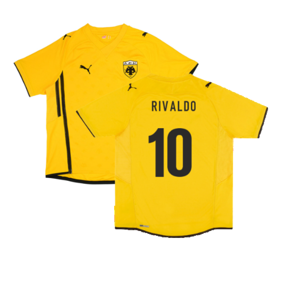 AEK Athens 2009-10 Home Shirt ((Excellent) XL) (Rivaldo 10)_0