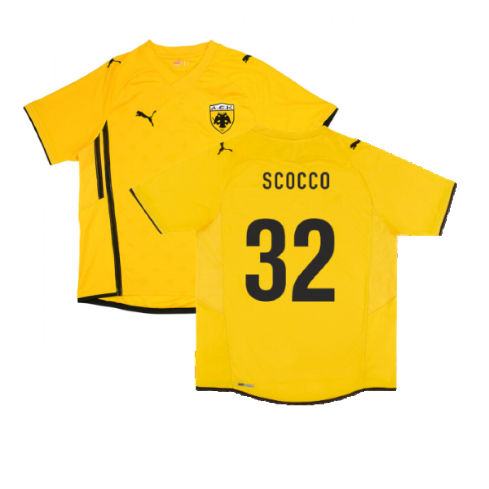 AEK Athens 2009-10 Home Shirt ((Excellent) XL) (Scocco 32)_0