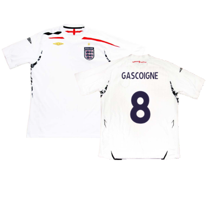 England 2007-09 Home Shirt (Excellent) (GASCOIGNE 8)