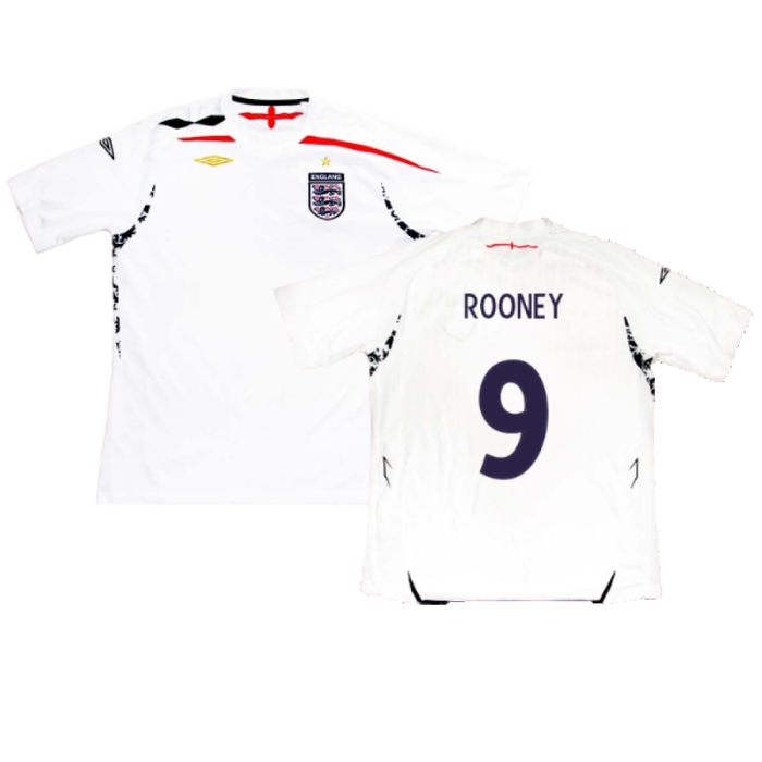 England 2007-09 Home Shirt (M) (Very Good) (ROONEY 9)