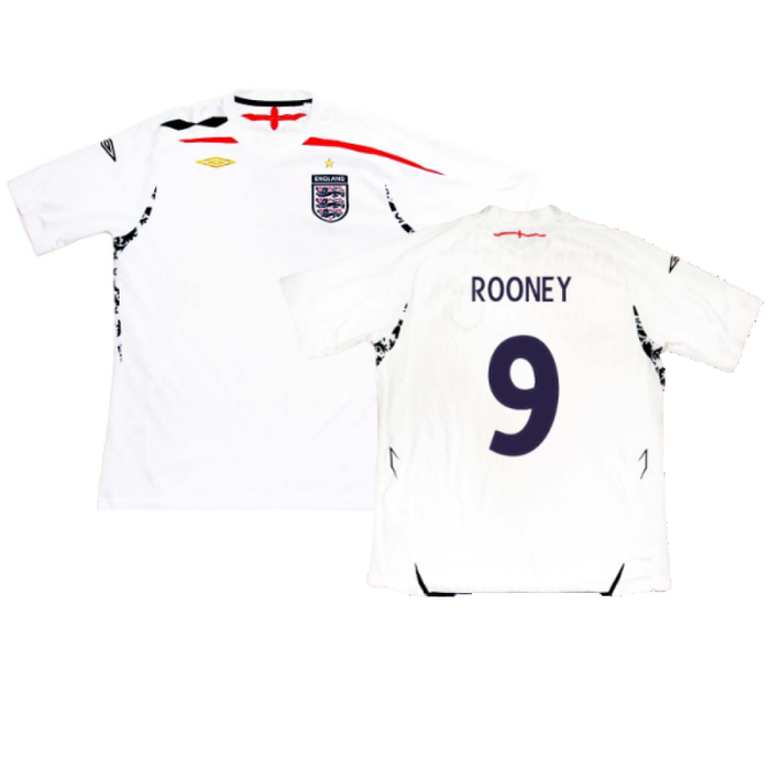 England 2007-09 Home Shirt (M) (Very Good) (ROONEY 9)