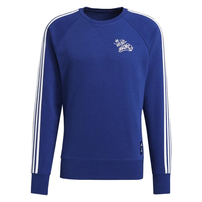 Real Madrid 2021-2022 Graphic Crew Sweat (Blue)