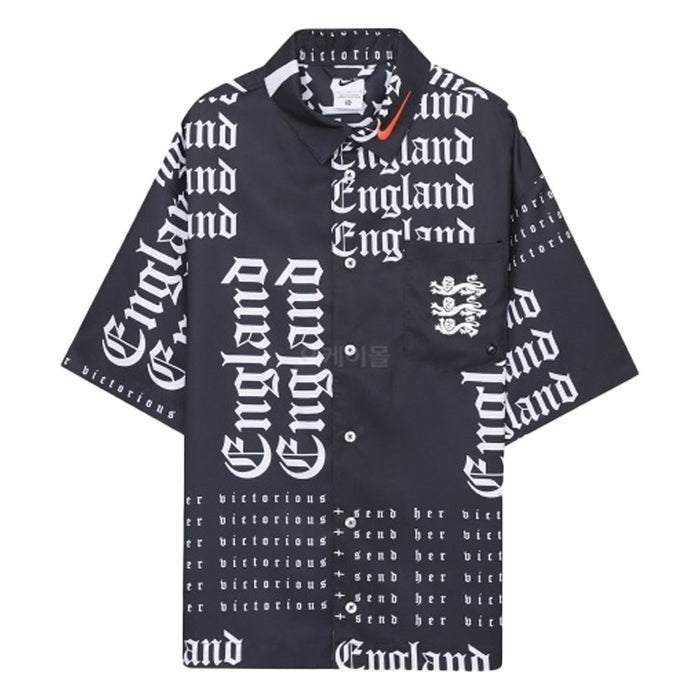 2022-2023 England Button-Down Soccer Top (Black)