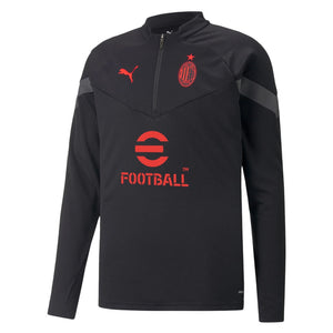 2022-2023 AC Milan Half Zip Training Top (Black) - Kids_0