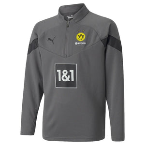 2022-2023 Borussia Dortmund Half Zip Top (Smoked Pearl) - Kids_0