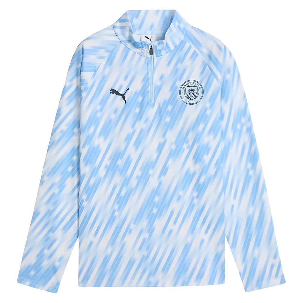 2025-2026 Man City Warm Up 1/4 Zip Top (Silver Sky) - Kids_0