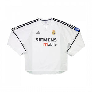 Real Madrid 2003-04 Home Long Sleeve Shirt (M) (Good)_0