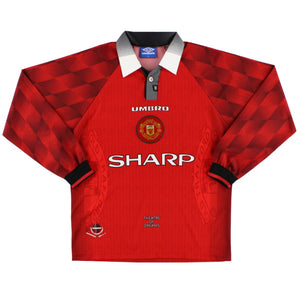 Manchester United 1996-98 Long Sleeve Home Shirt (L) (Very Good)_0