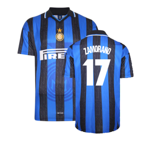 1998 Inter Milan Score Draw Home Shirt (M) (Excellent) (Zamorano 17)_0