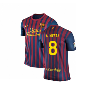 Barcelona 2011-12 Home Shirt (L) (Very Good) (A.Iniesta 8)_0