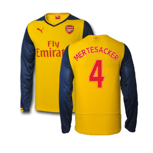 Arsenal 2014-15 Away Long Sleeve Shirt (L) (Mertesacker 4) (Excellent)_0