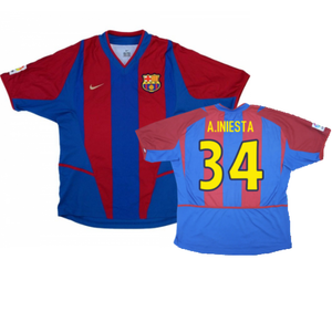 Barcelona 2002-2003 Home Shirt (XL Boys) (Good) (A.Iniesta 34)_0