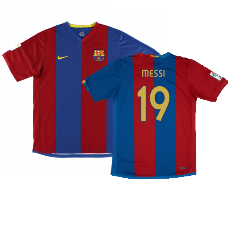 Barcelona 2006-07 Home Shirt (Sponsorless) (Excellent) (Messi 19)_0