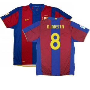 Barcelona 2007-08 Home Shirt (S) (Excellent) (A.Iniesta 8)_0