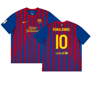 Barcelona 2011-12 Home Shirt (S) (Good) (Ronaldinho 10)_0