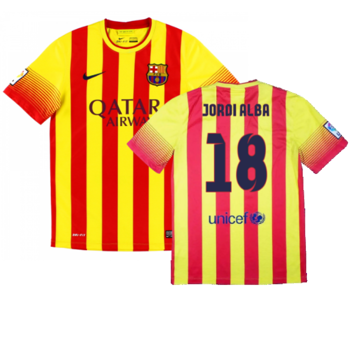 Barcelona 2013-14 Away Shirt (XL) (Mint) (Jordi Alba 18)