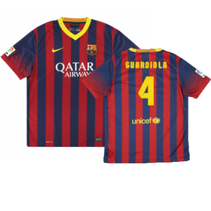 Barcelona 2013-14 Home Shirt (XL) (Good) (Guardiola 4)_0