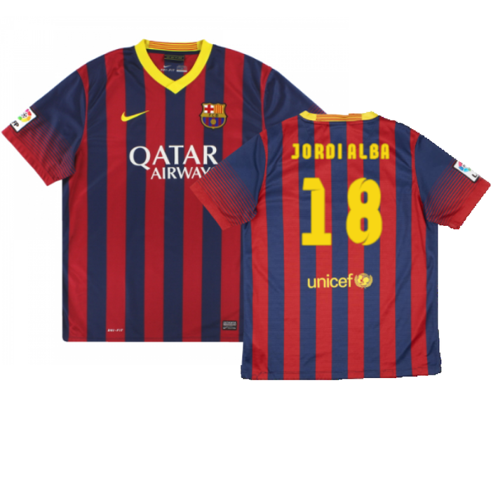 Barcelona 2013-14 Home Shirt (Very Good) (Jordi Alba 18)