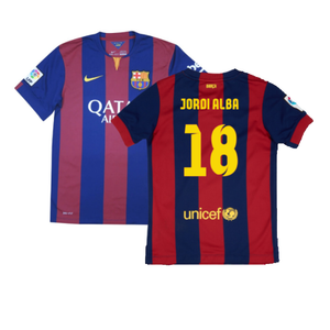 Barcelona 2014-15 Home Shirt (XL Boys) (Very Good) (Jordi Alba 18)_0