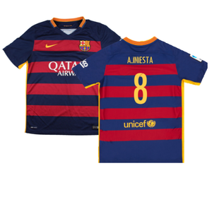 Barcelona 2015-16 Home Shirt (2XL) (Mint) (A.Iniesta 8)_0